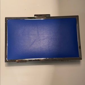 ZARA BLUE LEATHER STAINLESS STEEL CLUTCH